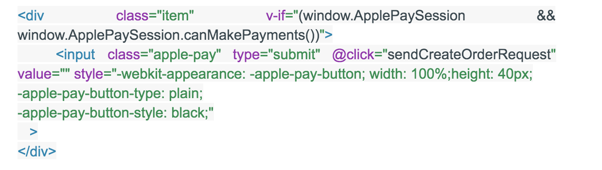 Code for adding the Apple Pay payment button
