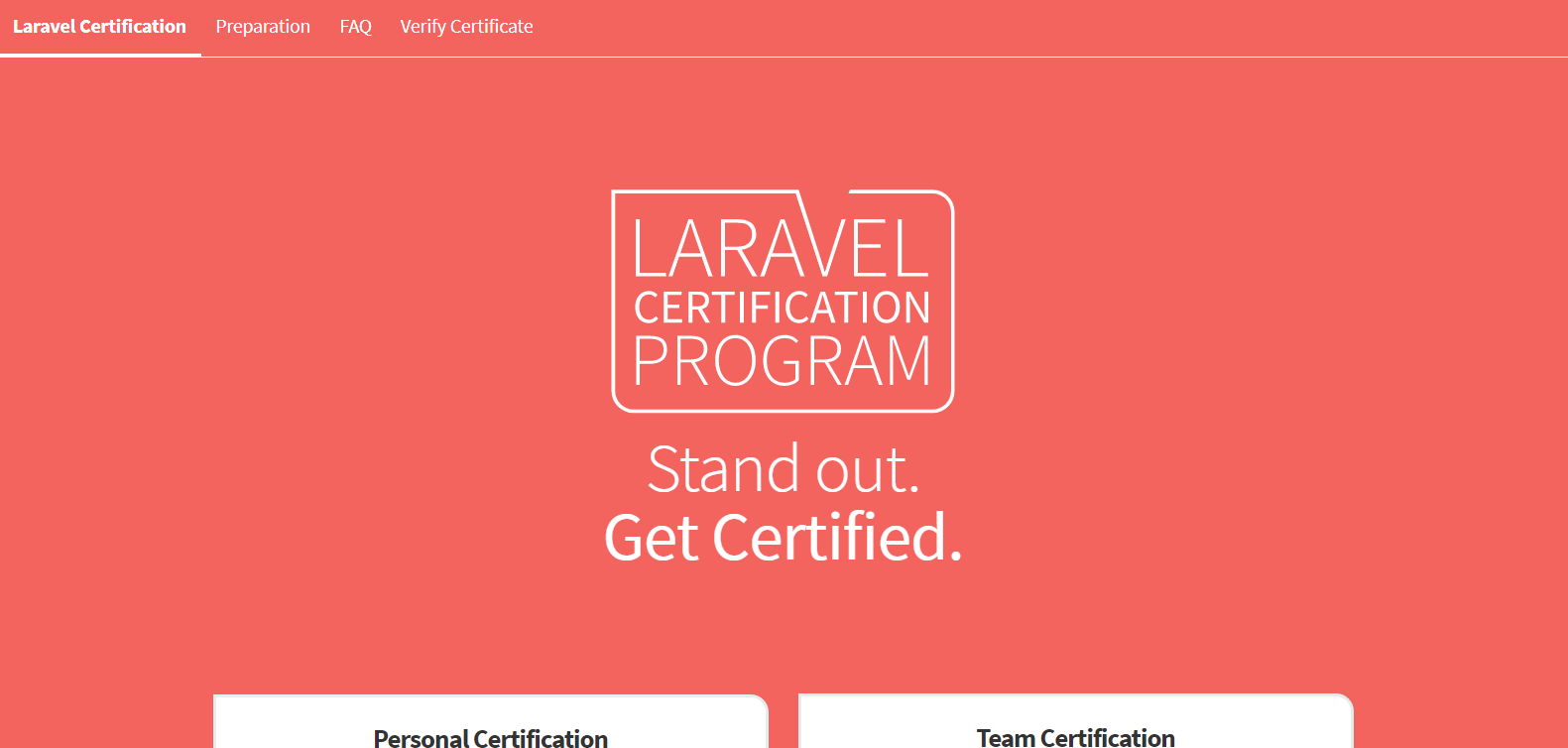 Laravel Certification main page