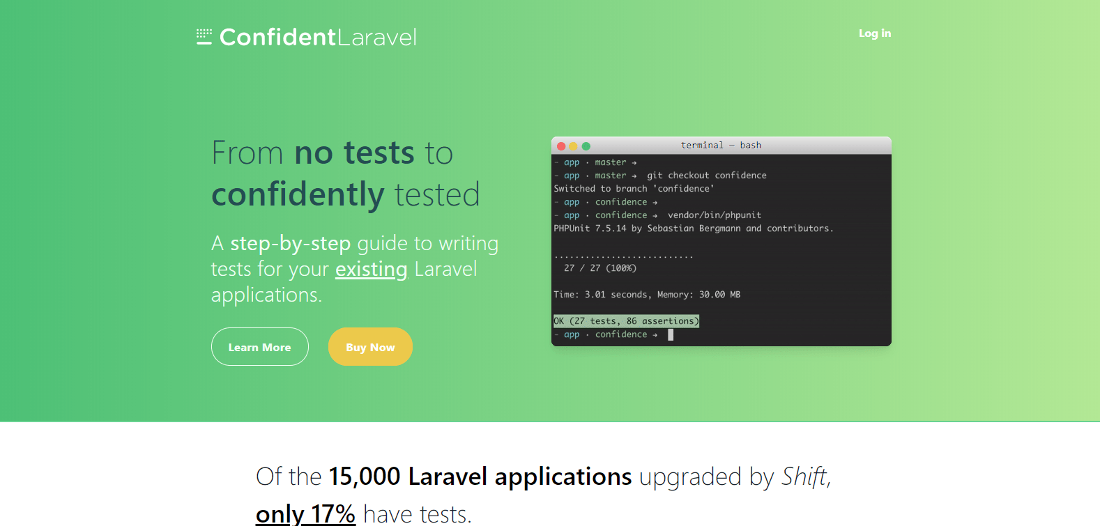 Confident Laravel main page