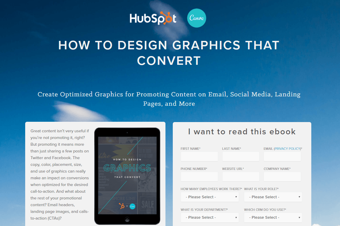The picture shows an ebook landing page from HubSpot 