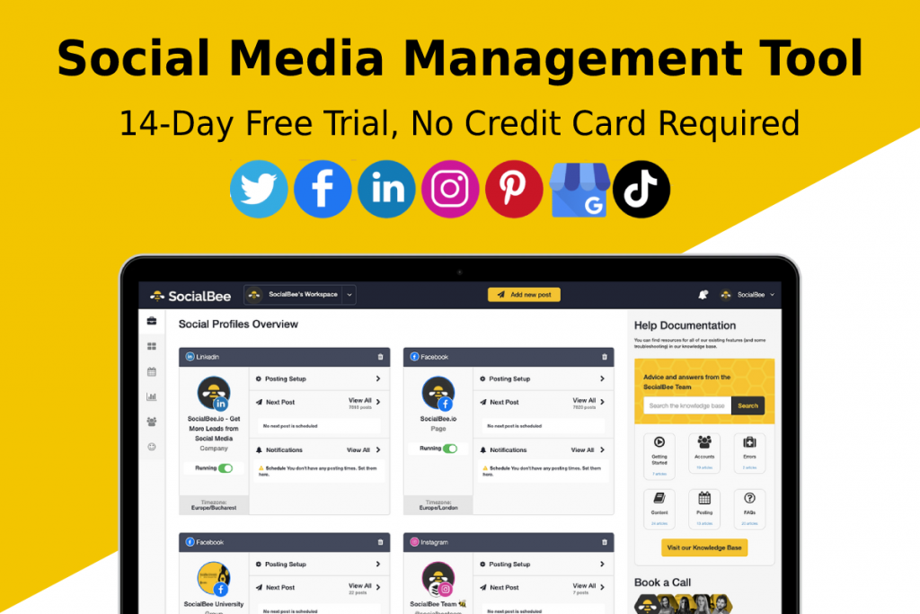 The picture shows one of the social media management tools, namely SocialBee