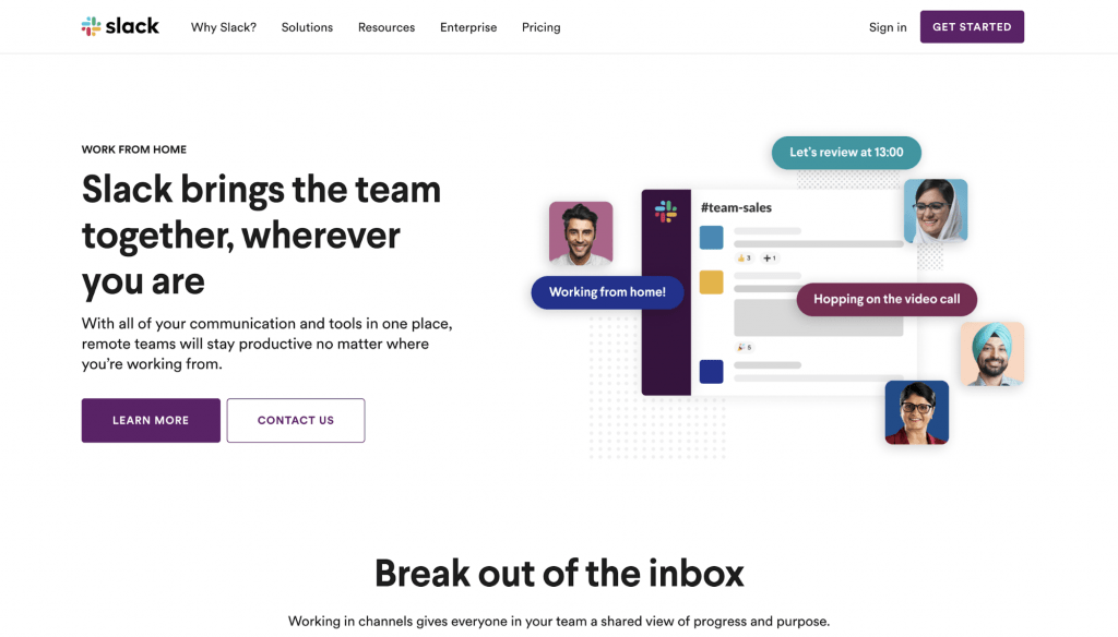 The picture shows one of the SaaS project management tools, namely Slack