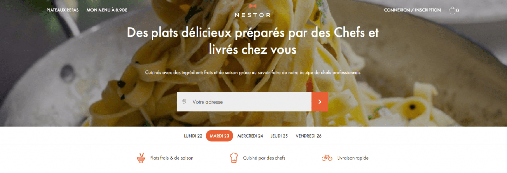 The picture shows Nestor, a food delivery startup 