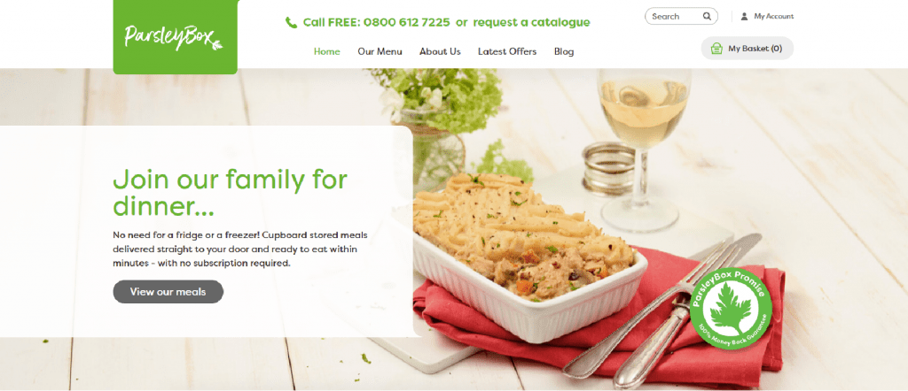 The picture shows Parsley Box, a food delivery startup 