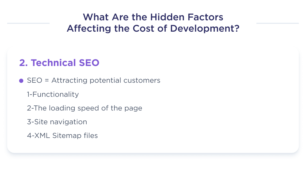 This picture shows the structural elements of the second factor of hidden costs that affect the cost of developing a website