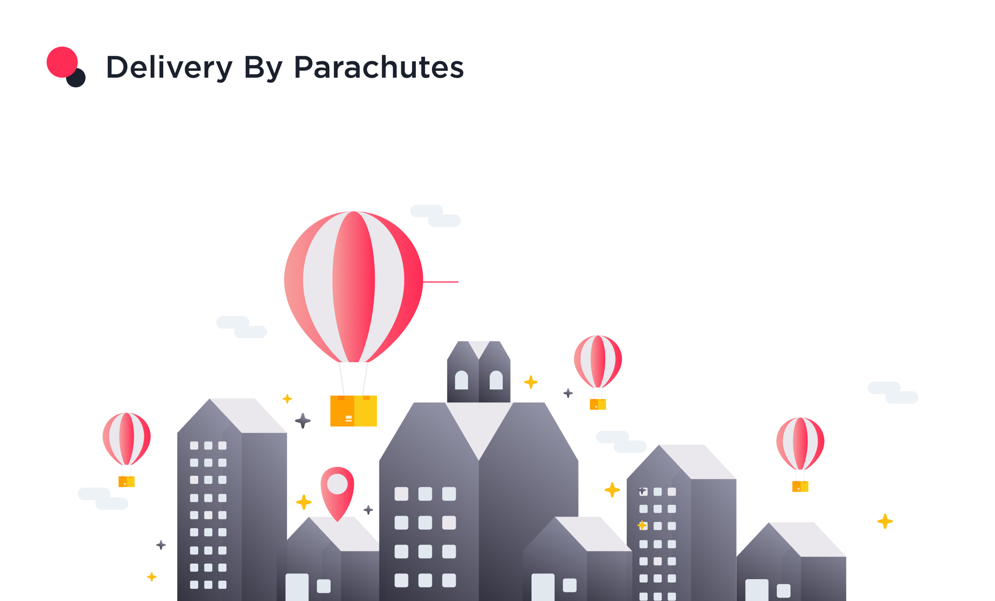 the image shows the food delivery by parachutes 