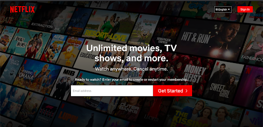 The illustration shows an example of Netflix's call to action
