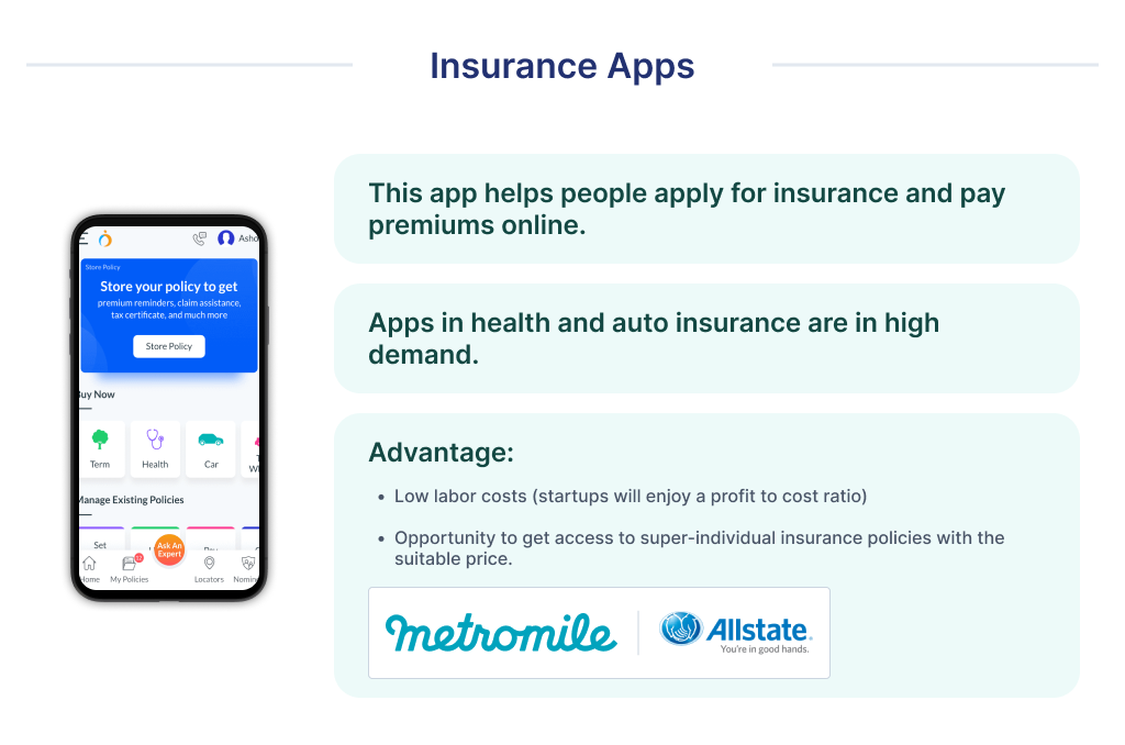 Launching an insurance app is a startup idea on the crossroad of fintech and insurtech