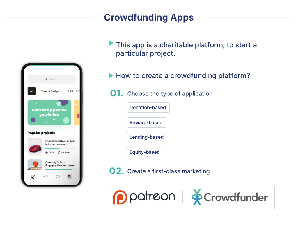 Launching a crowdfunding platform could be a good fintech startup idea, if you'll think through interesting business models