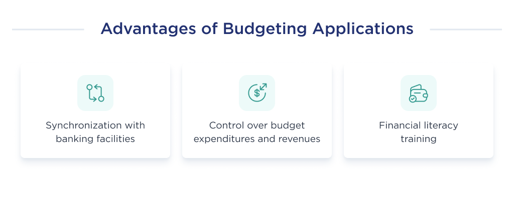 On this image, you can see the key advantages to develop a personal budgeting app from scratch