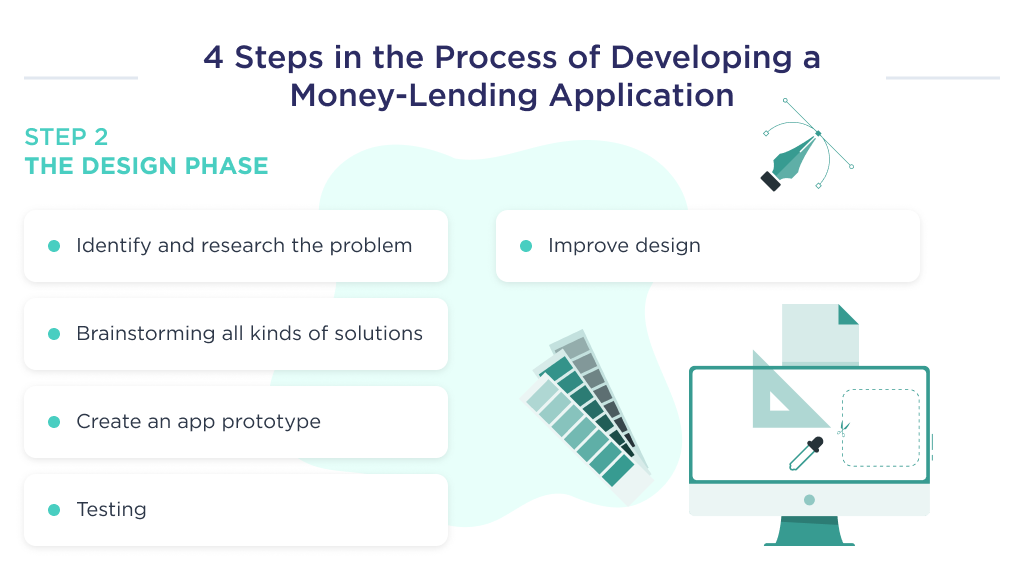 Here you can see detailed breakdown of a design phase of money lending app creation process