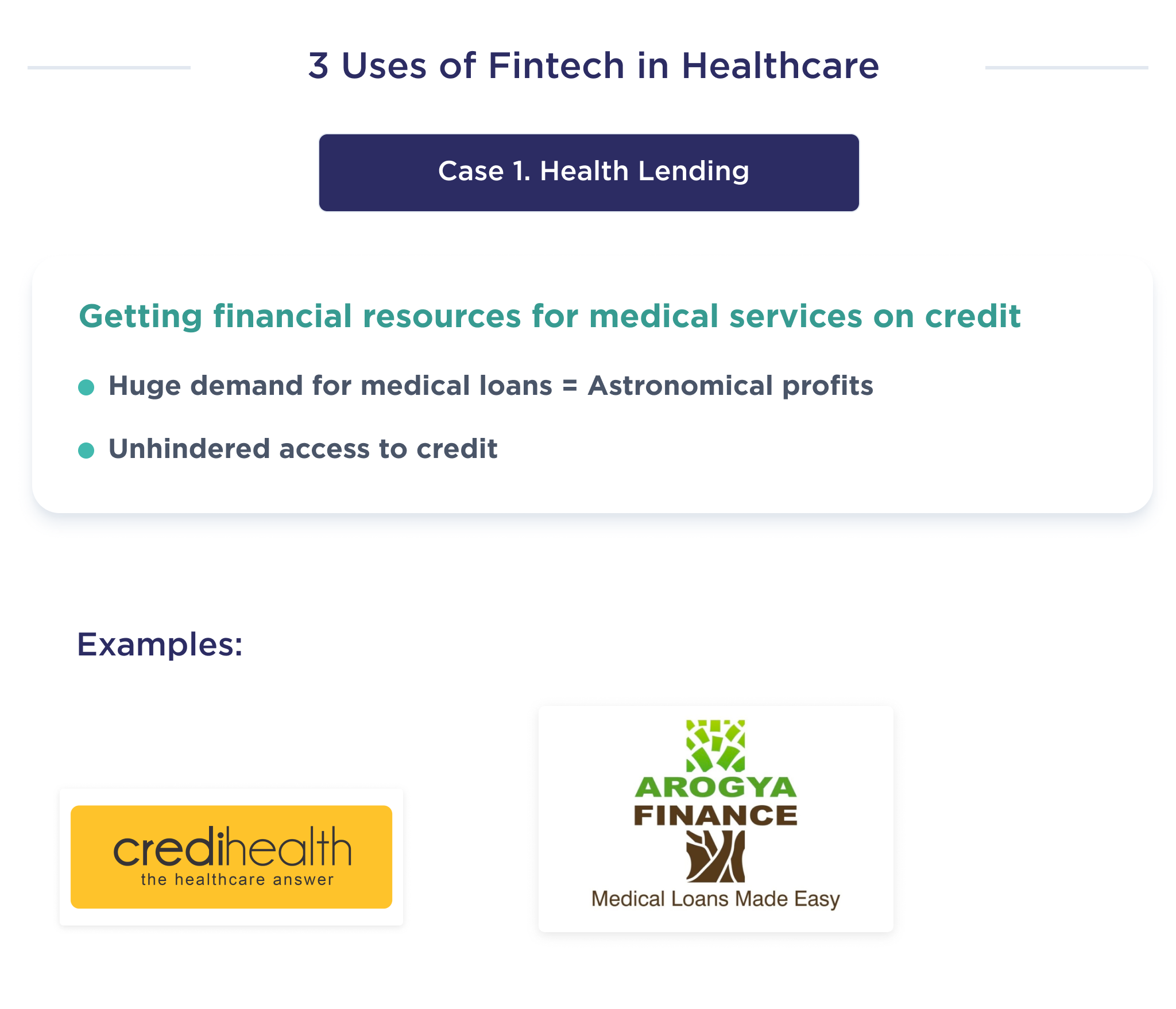 The illustration shows one of the uses of FinTech in healthcare, which describes health lending