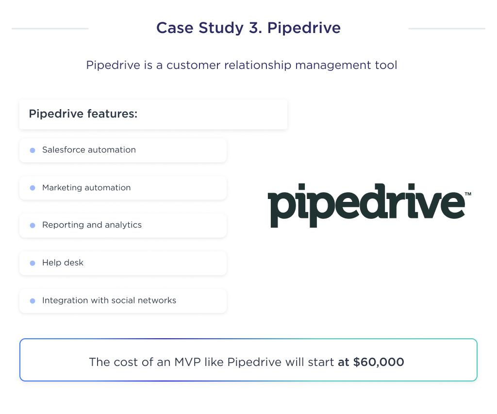 This picture describes one example of the cost of developing a SaaS such as Pipedrive