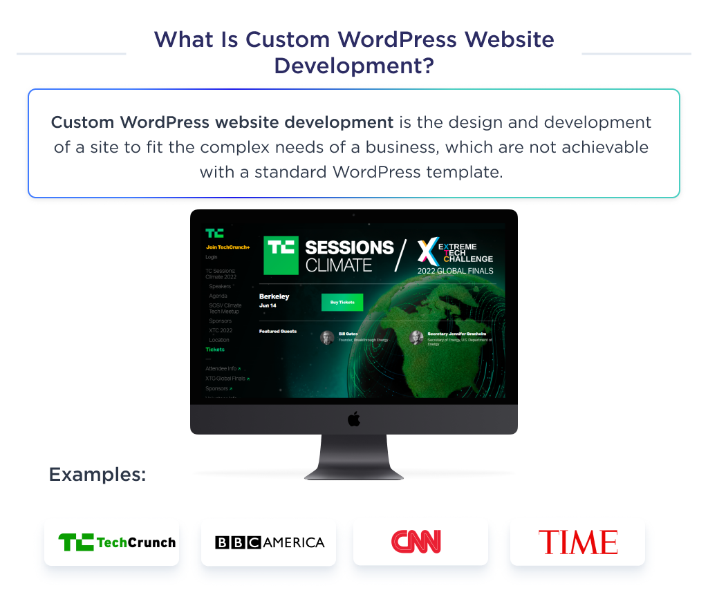 On this illustration you can see what does a custom WordPress website development means