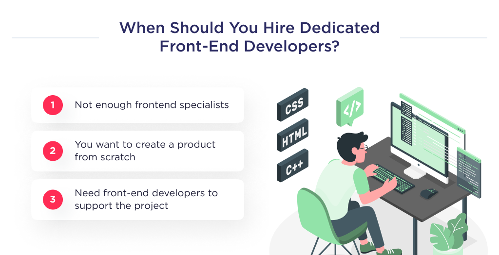 Illustration shows the time when a dedicated front-end development team should be hired