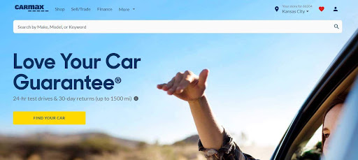 The picture shows an example of a good website design, namely Carmax