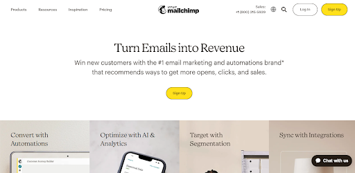 Screenshot of the MailChimp email marketing software.