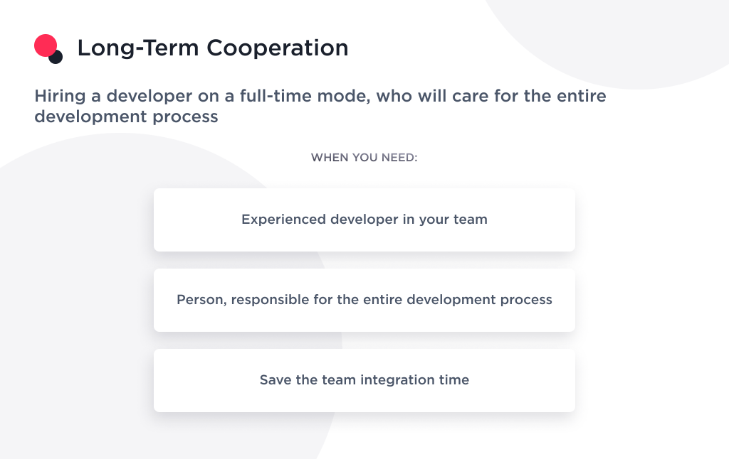 This image shows a long-term cooperation model of hiring node js programmers