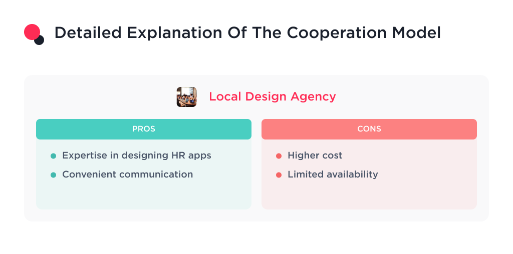 This picture shows the pros and cons of a local design agency