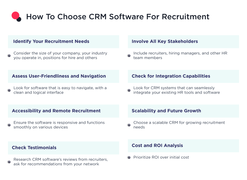 the image shows the tips on how to choose the crm software for recruiting