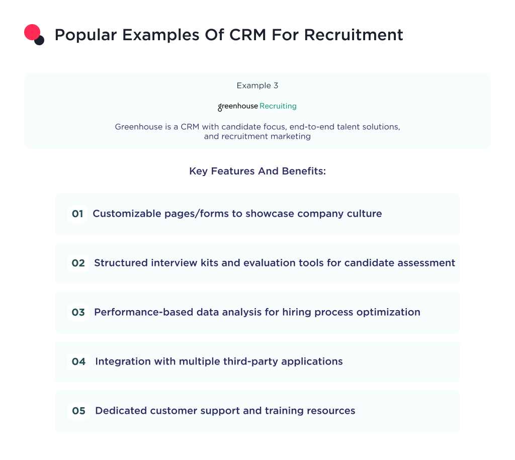 the image shows the main information about greenhouse recruitment crm