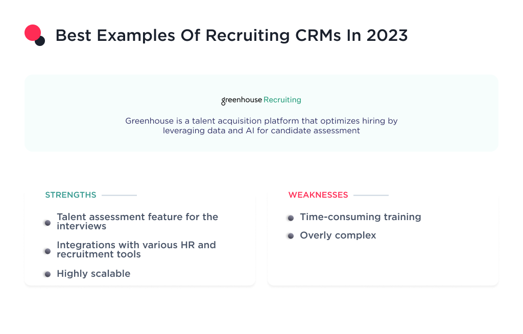 the image shows the examples of recruiting crm such as GreenhouseRecruiting