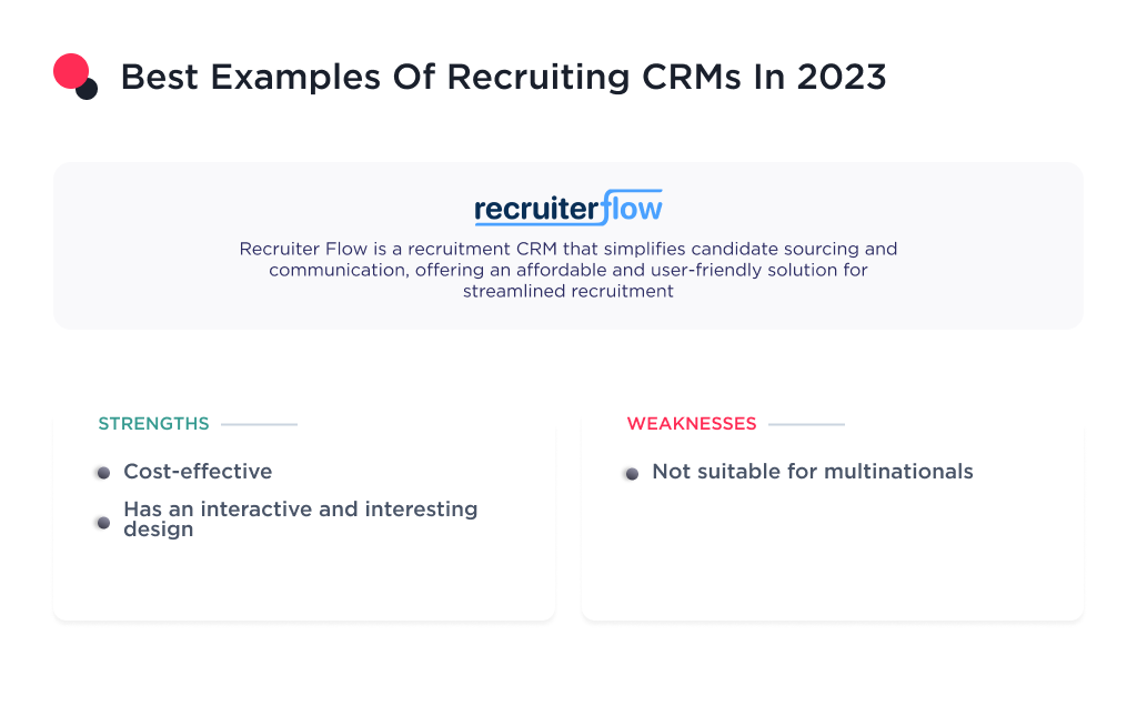 the image shows the examples of recruiting crm such as RecruiterFlow
